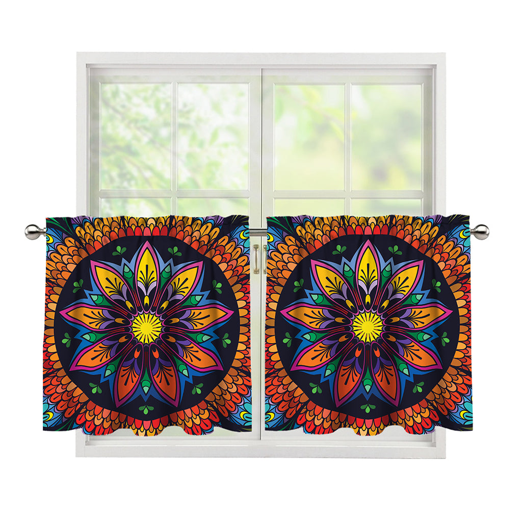 Colorful Mandala Print Tier Curtains