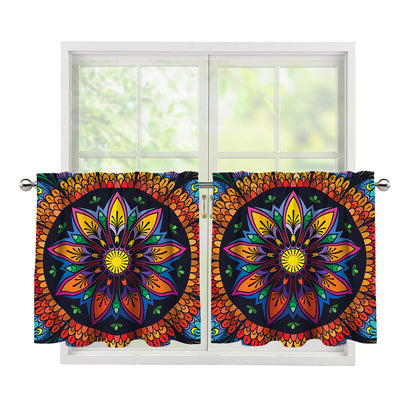 Colorful Mandala Print Tier Curtains