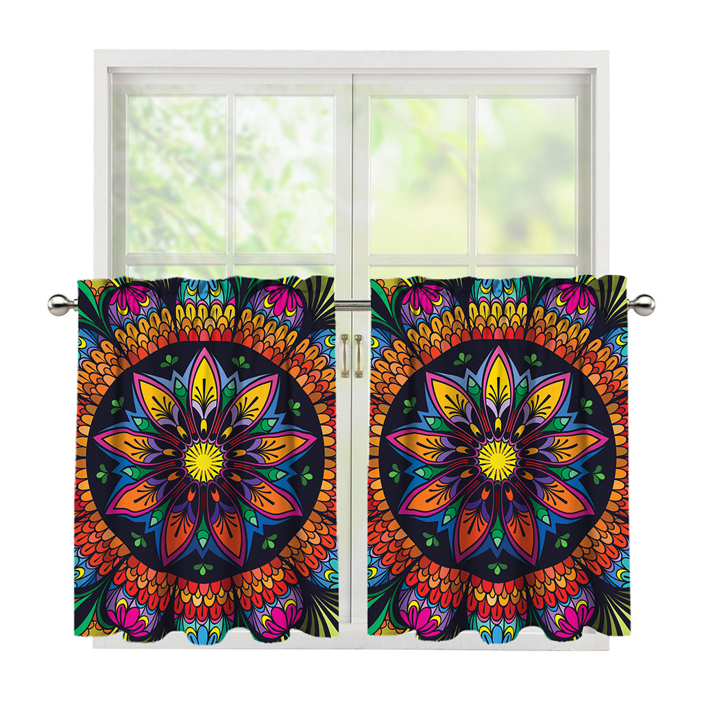 Colorful Mandala Print Tier Curtains