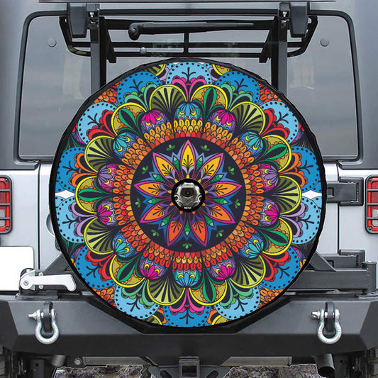 Colorful Mandala Print Tire Cover With Camera Hole
