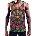 Colorful Mandala Print Men's Workout Tank Top