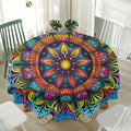 Colorful Mandala Print Waterproof Round Tablecloth
