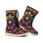 Colorful Mandala Print Winter Boots