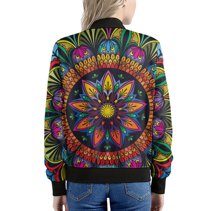 Colorful Mandala Print Women's Bomber Jacket