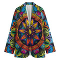 Colorful Mandala Print Women's Cotton Blazer