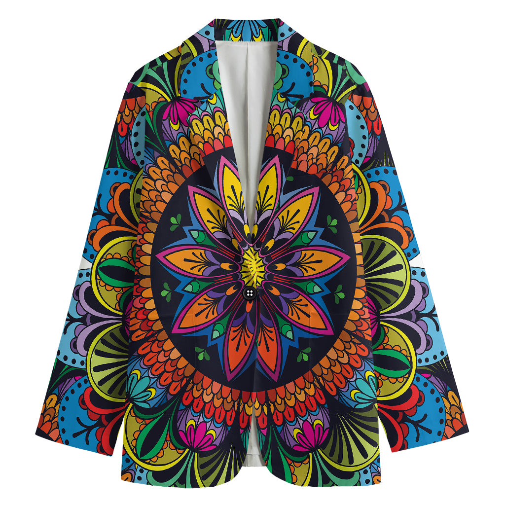Colorful Mandala Print Women's Cotton Blazer