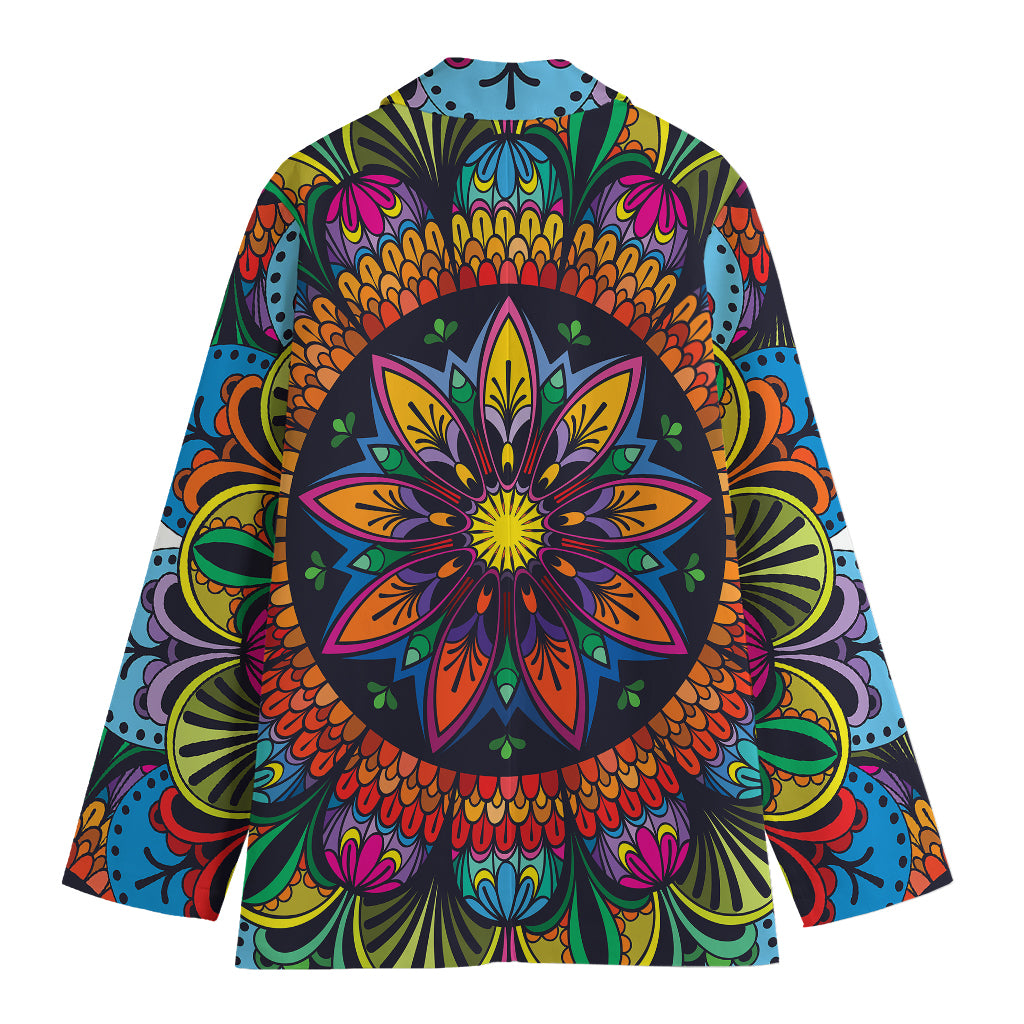 Colorful Mandala Print Women's Cotton Blazer