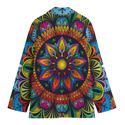 Colorful Mandala Print Women's Cotton Blazer