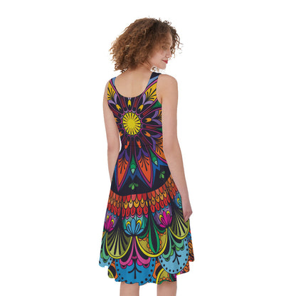 Colorful Mandala Print Women's Sleeveless Dress