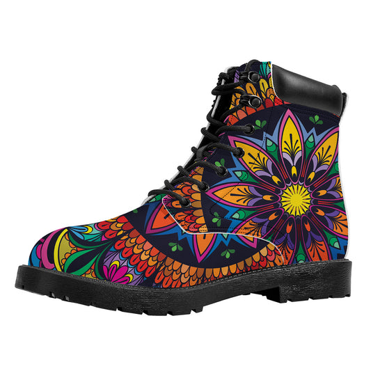 Colorful Mandala Print Work Boots