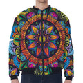 Colorful Mandala Print Zip Sleeve Bomber Jacket