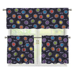 Colorful Maya Pattern Print 3 Piece Kitchen Curtains