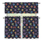 Colorful Maya Pattern Print 3 Piece Kitchen Curtains