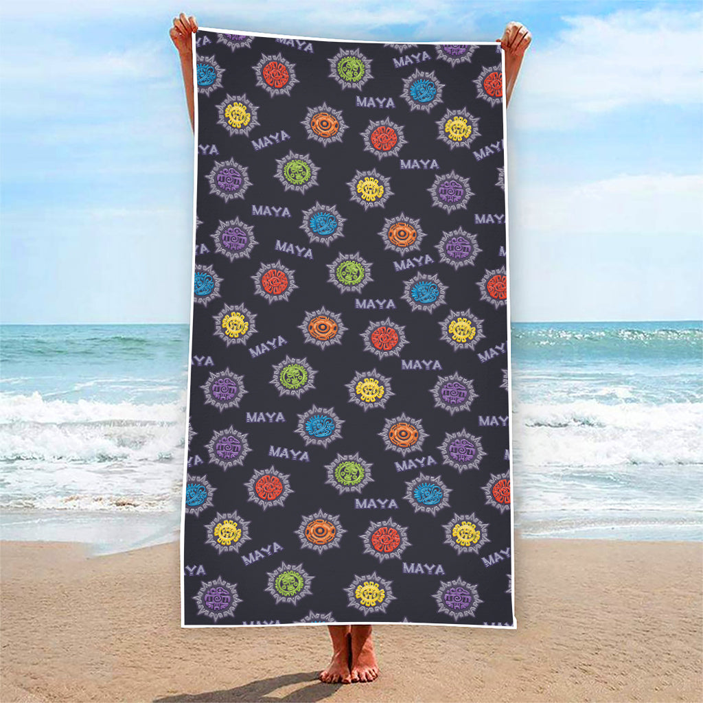 Colorful Maya Pattern Print Beach Towel