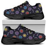 Colorful Maya Pattern Print Black Chunky Shoes