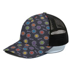 Colorful Maya Pattern Print Black Mesh Trucker Cap