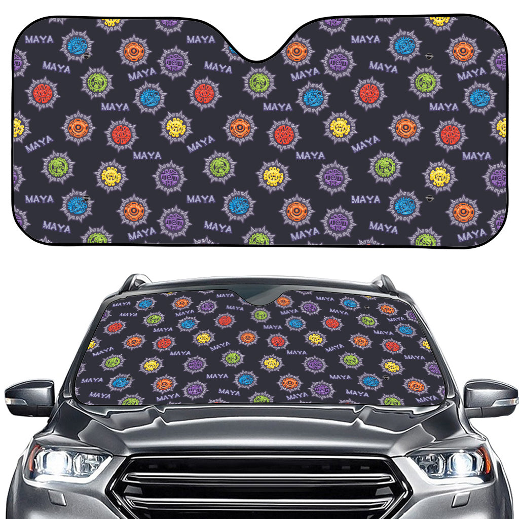 Colorful Maya Pattern Print Car Windshield Sun Shade