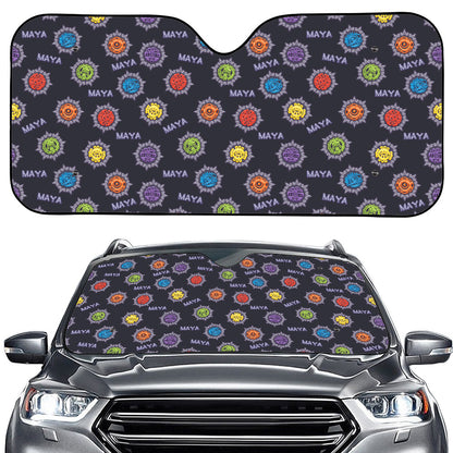 Colorful Maya Pattern Print Car Windshield Sun Shade