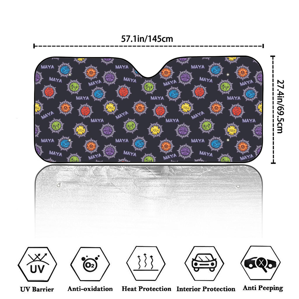 Colorful Maya Pattern Print Car Windshield Sun Shade