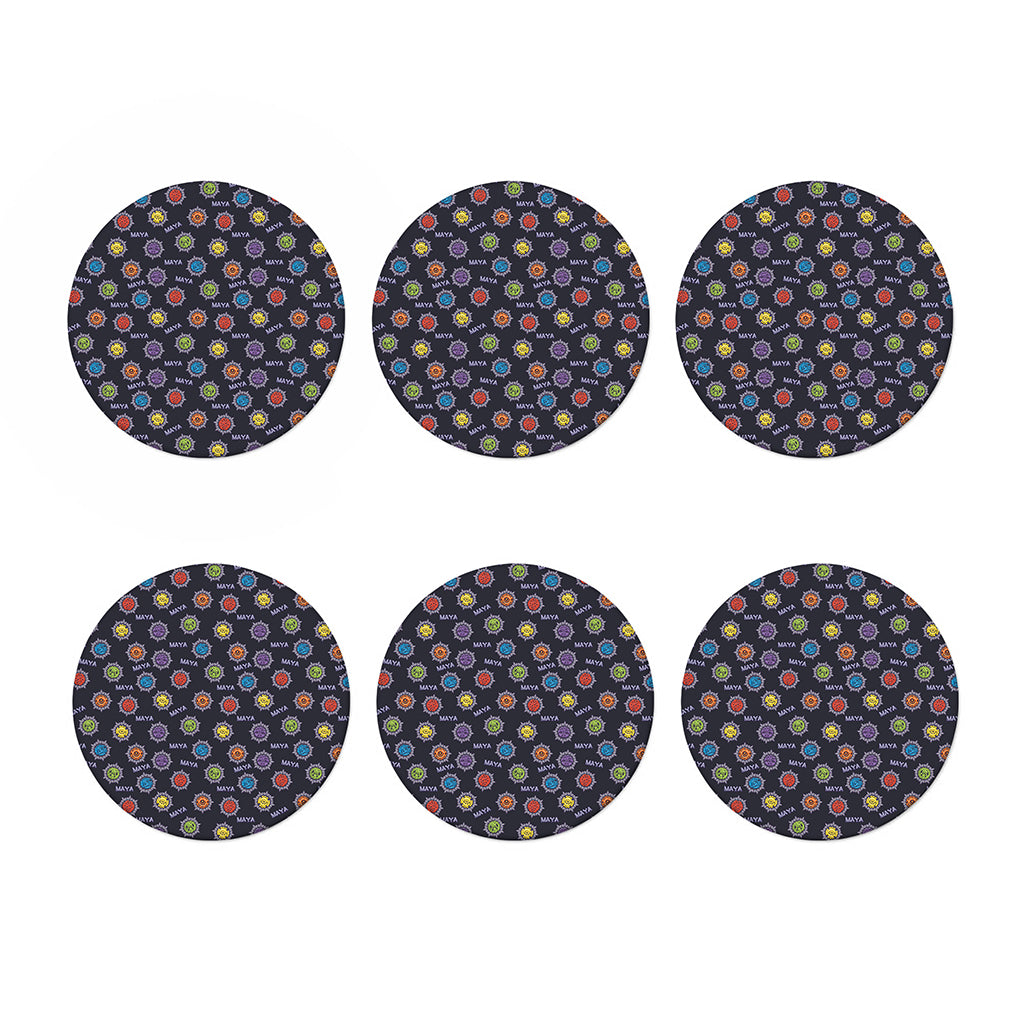 Colorful Maya Pattern Print Coaster Set
