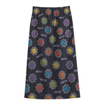 Colorful Maya Pattern Print Cotton Front Slit Maxi Skirt