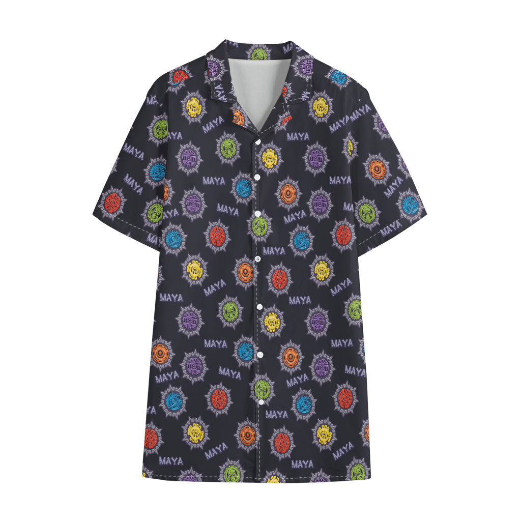 Colorful Maya Pattern Print Cotton Hawaiian Shirt