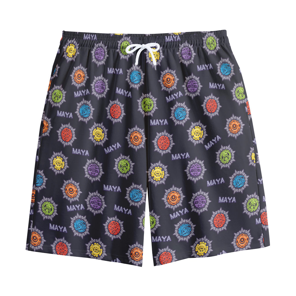 Colorful Maya Pattern Print Cotton Shorts