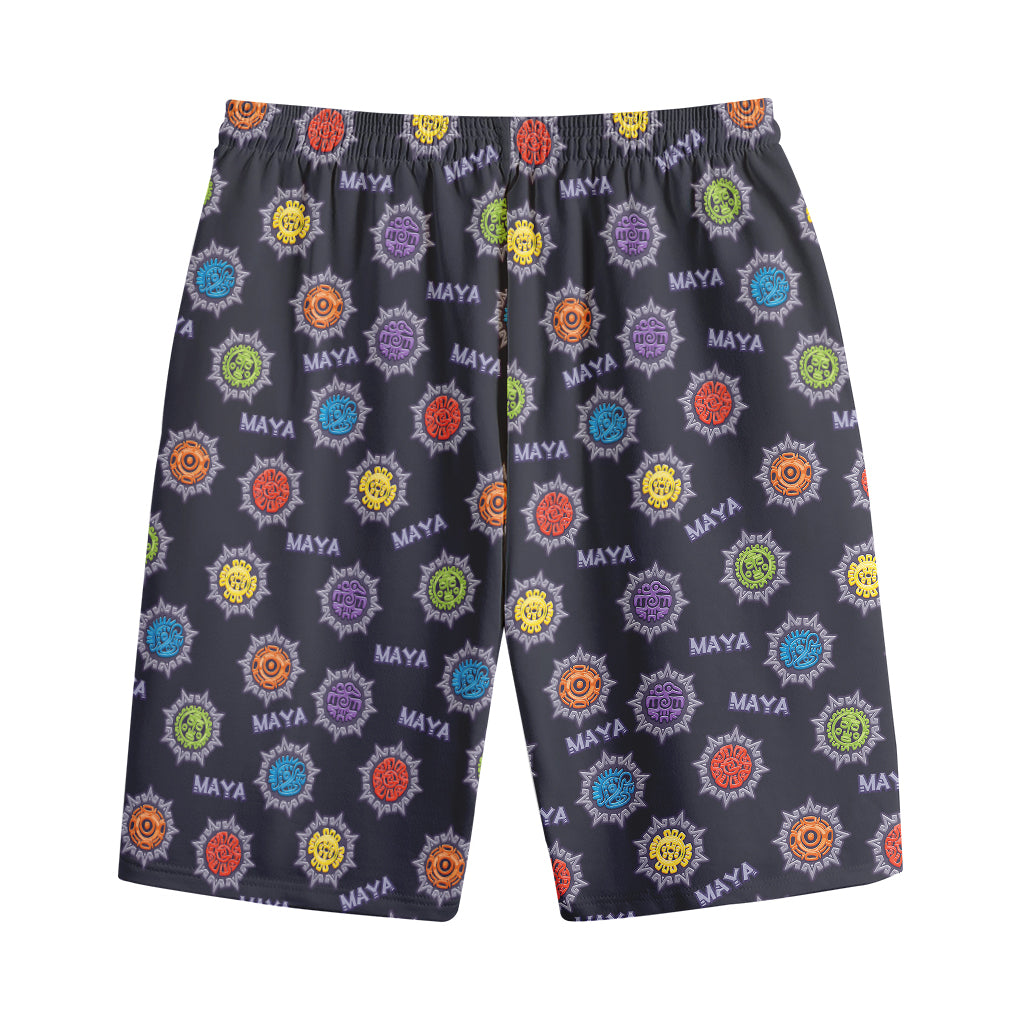 Colorful Maya Pattern Print Cotton Shorts