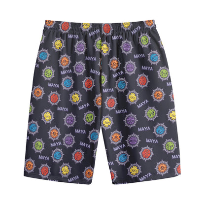 Colorful Maya Pattern Print Cotton Shorts