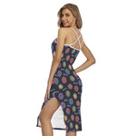 Colorful Maya Pattern Print Cross Back Cami Dress