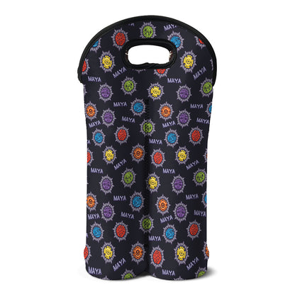 Colorful Maya Pattern Print Double Neoprene Wine Tote