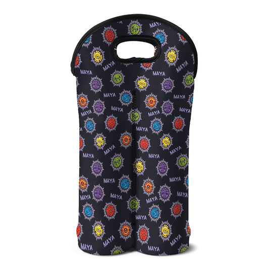 Colorful Maya Pattern Print Double Neoprene Wine Tote