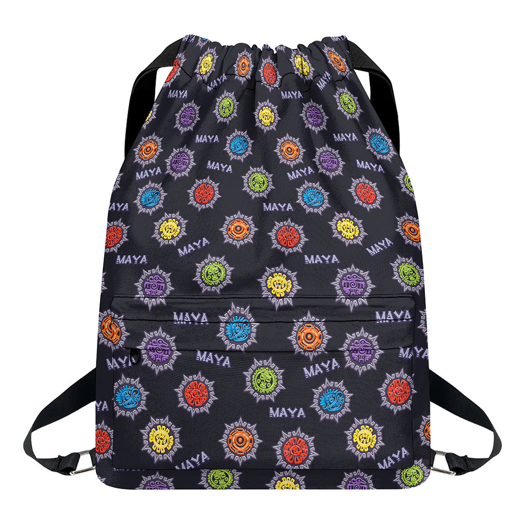 Colorful Maya Pattern Print Drawstring Backpack