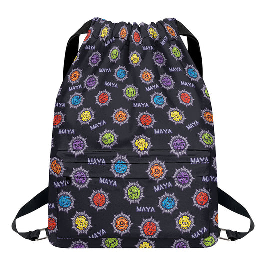 Colorful Maya Pattern Print Drawstring Backpack