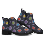 Colorful Maya Pattern Print Flat Ankle Boots