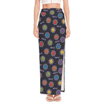 Colorful Maya Pattern Print High Slit Maxi Skirt