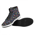 Colorful Maya Pattern Print High Top Leather Sneakers