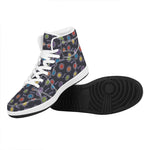 Colorful Maya Pattern Print High Top Leather Sneakers
