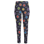Colorful Maya Pattern Print High-Waisted Pocket Leggings