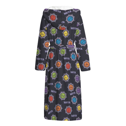 Colorful Maya Pattern Print Hooded Bathrobe