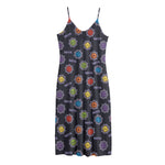 Colorful Maya Pattern Print Jersey Midi Cami Dress