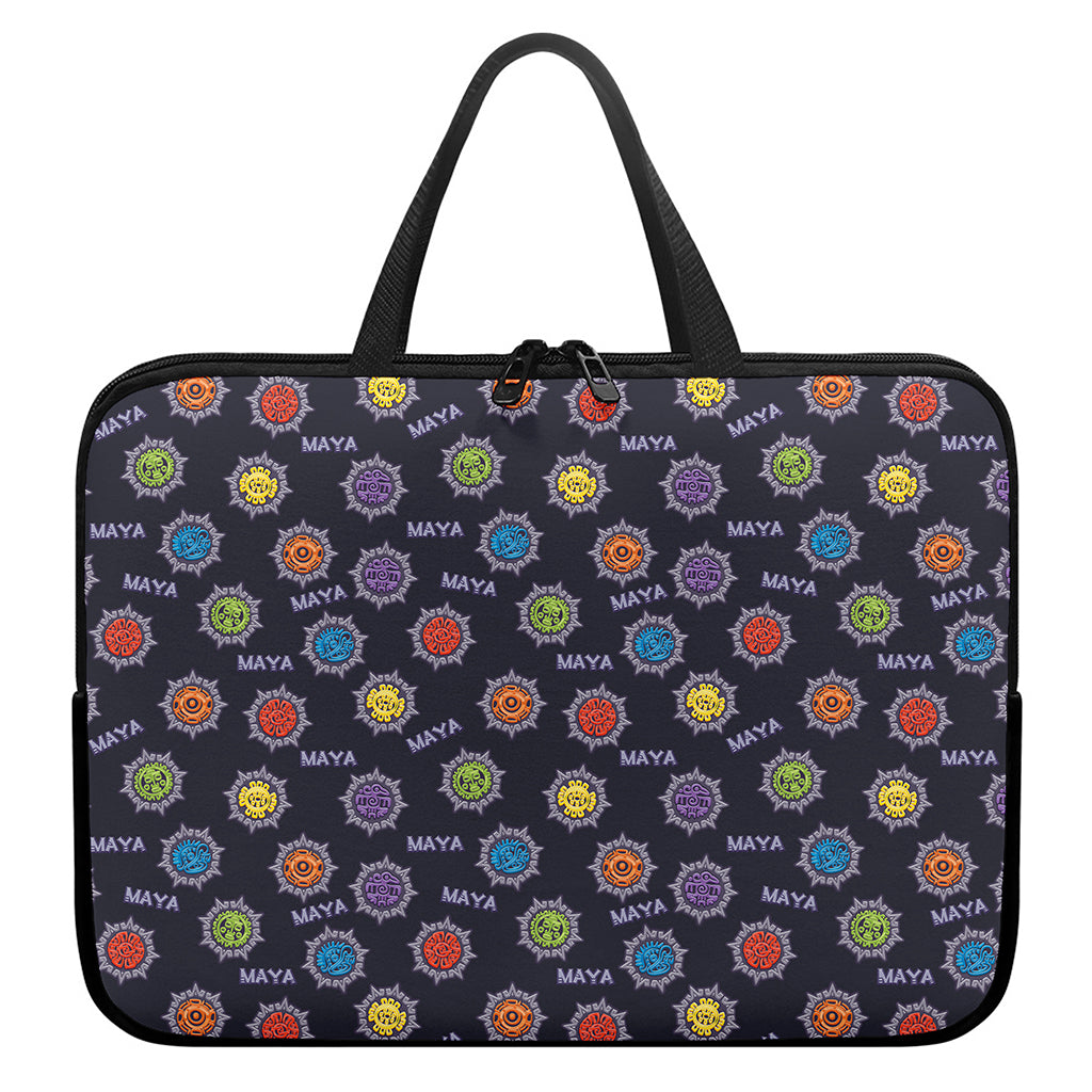 Colorful Maya Pattern Print Laptop Sleeve With Handle
