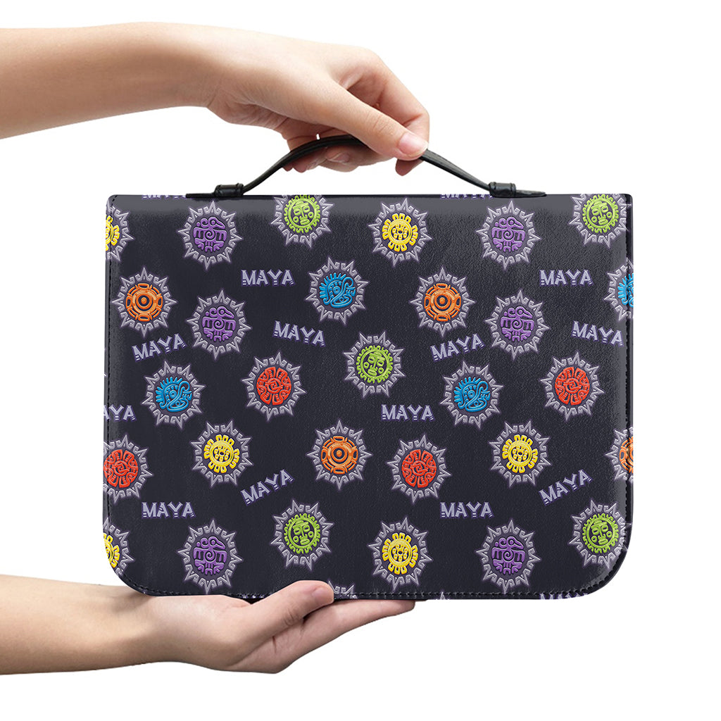Colorful Maya Pattern Print Leather Bible Cover