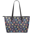Colorful Maya Pattern Print Leather Tote Bag With Zipper