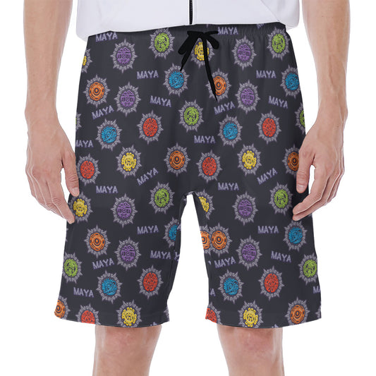 Colorful Maya Pattern Print Men's Beach Shorts