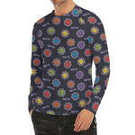 Colorful Maya Pattern Print Men's Long Sleeve Rash Guard