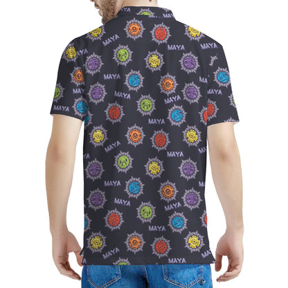Colorful Maya Pattern Print Men's Polo Shirt