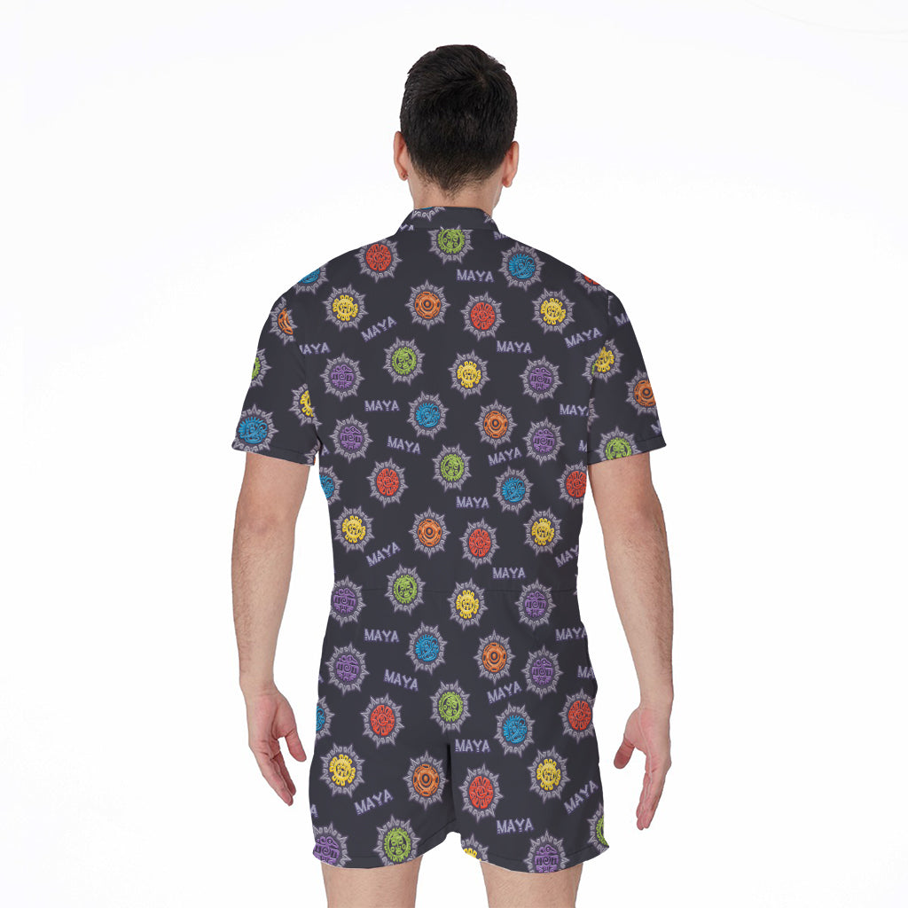 Colorful Maya Pattern Print Men's Rompers