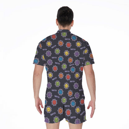Colorful Maya Pattern Print Men's Rompers