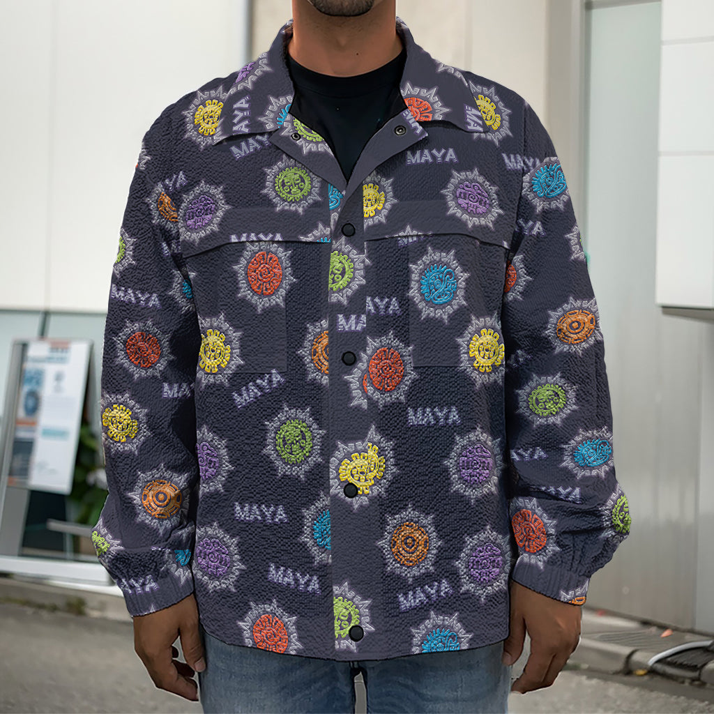 Colorful Maya Pattern Print Men's Shirt Jacket
